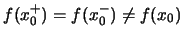 $f(x_0^+) = f(x_0^-) \not =f(x_0) $