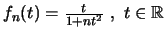 $f_n(t)=\frac{t}{1+nt^2}\ ,\ t\in \mathbb R$
