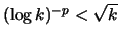 $(\log k )^{-p} < \sqrt{k} $